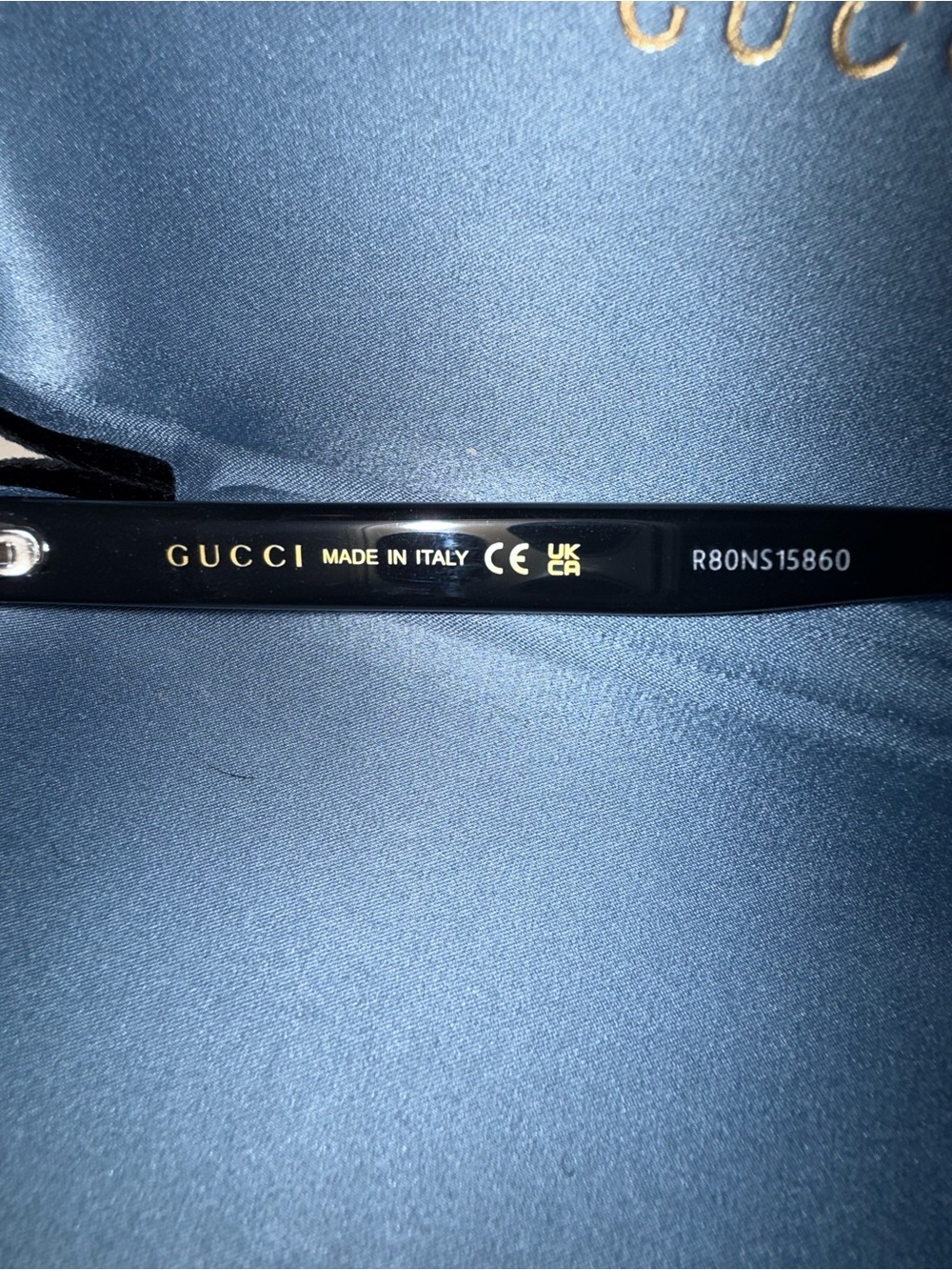 Gucci Black Sunglasses with Gold Logo Accent - Picture 4 of 5
